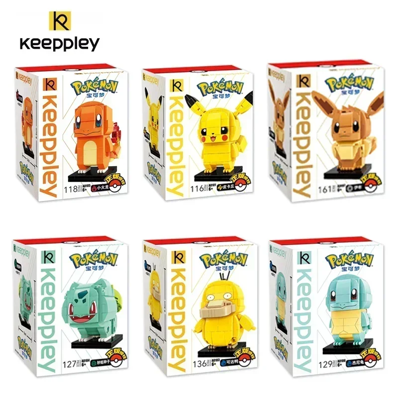 Keeppley Pocket Monster Pokemon Pikachu Psychk Charmander Assembly Block Children's Toys Kawaii Squirtle Model Gift Decoration