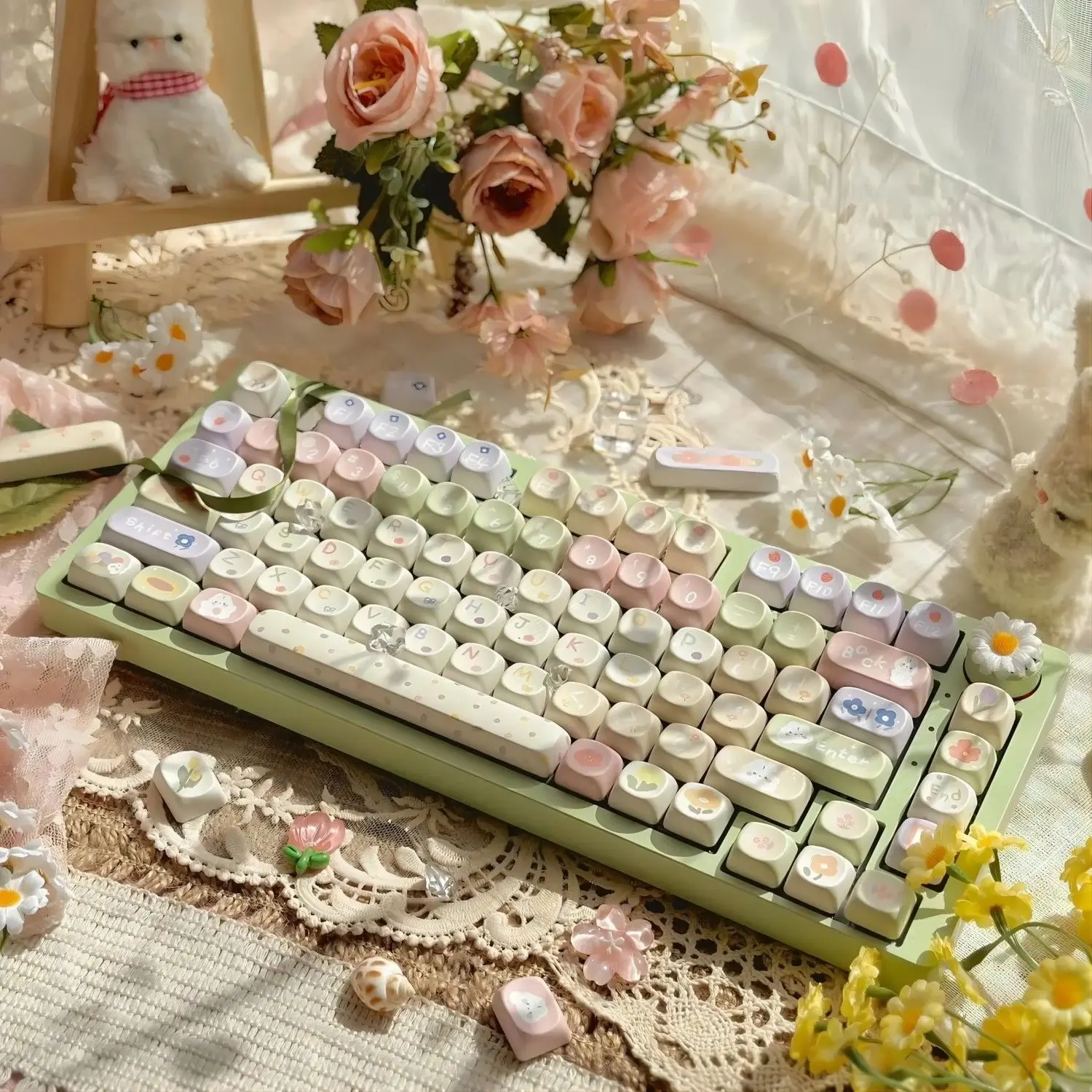 

Huahua Illustration Keycap SOA Height PBT Material Sublimation Beautiful Cute Personality Creative Fresh Keycap
