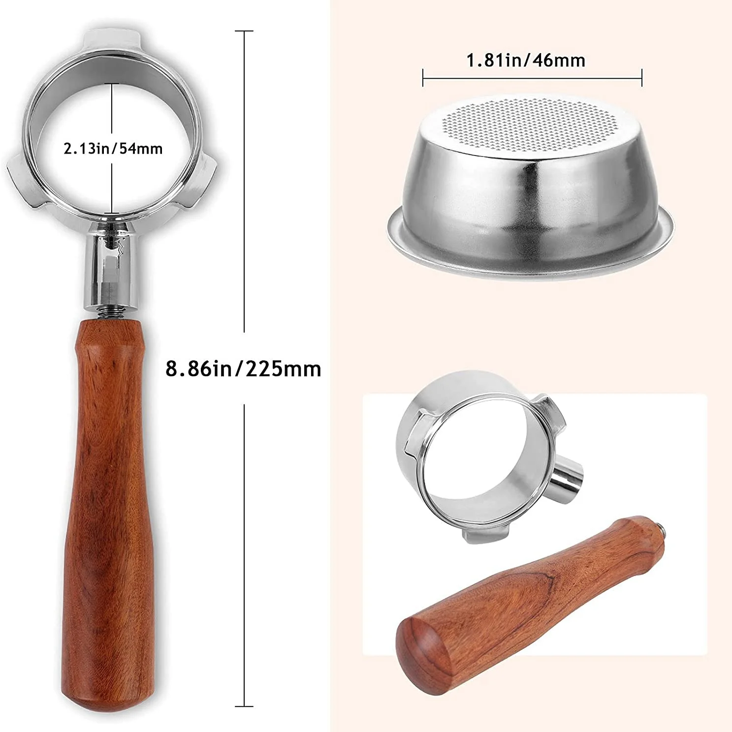 Бездонный портафильтр 54 мм для серии Breville Barista и эспрессо-машин, портафильтр с корзиной для фильтра