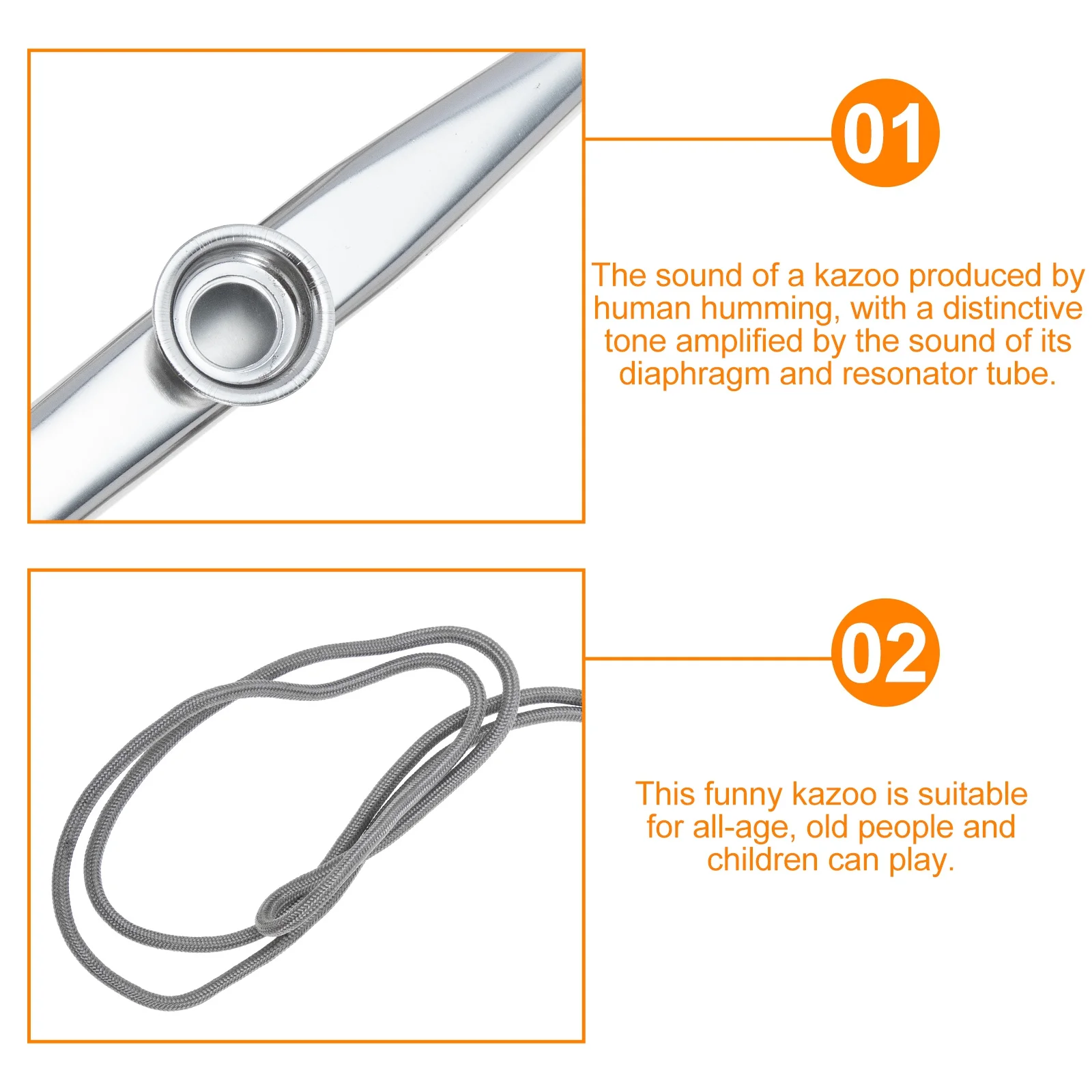 Juego de Kazoo de Metal, instrumento resonador de diafragma amplificado de sonido para adultos, socio de guitarra, rendimiento Musical, 1 Juego
