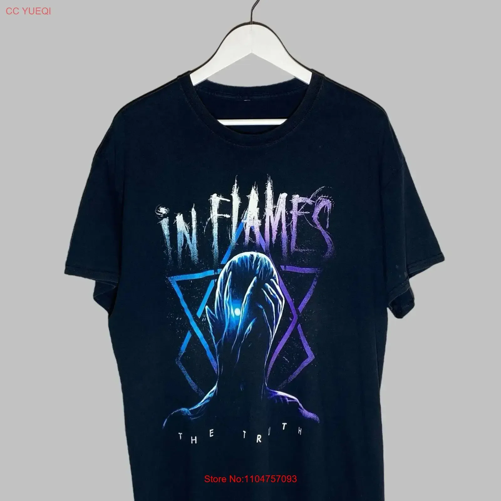T-shirt vintage des années 2000 In Flames The Truth Band, noir, style metalcore rock, taille XL, délavé, extensible, décontracté, pour tous les jours