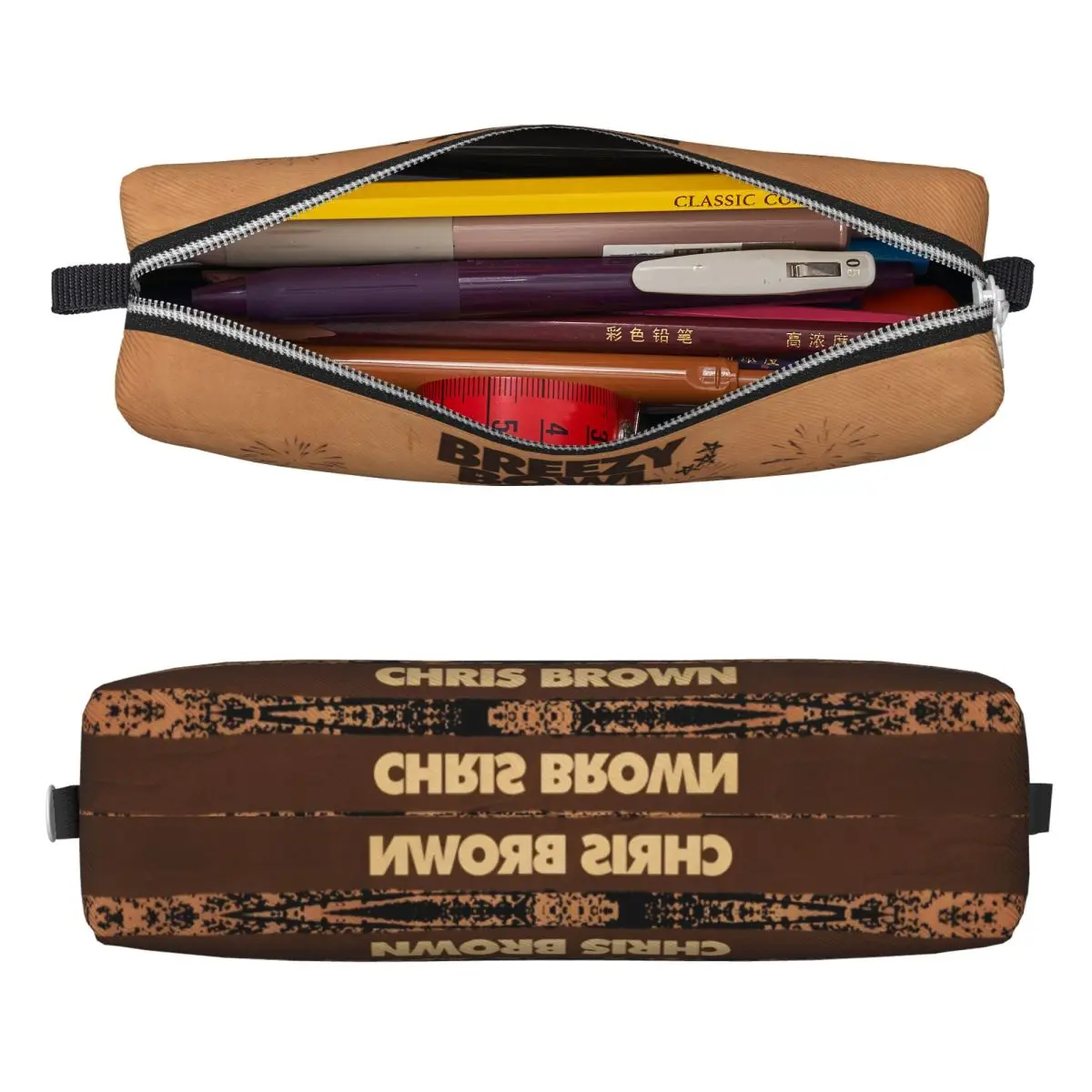 Breezy Bowl XX Tour Pencil Case Creative Rapper Chris Brown Pen Box Bags for Student Large Storage Office Gifts Pencilcases