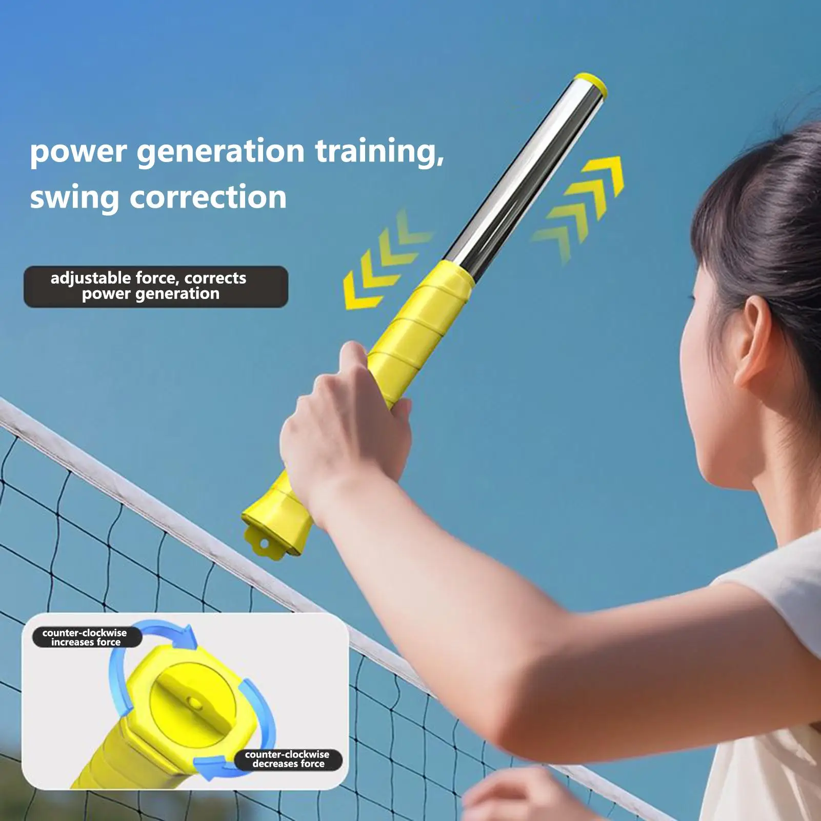 Badminton Swing Rod Practical Non-Slip Stainless Steel Rebound Tool Badminton Swing Trainer Pole For Advanced Players Adults