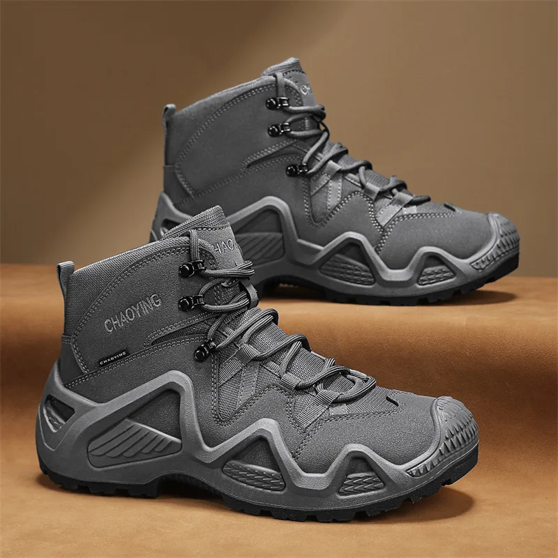 Outdoor Men's Hiking Shoes Non Slip Men Sneakers Lace Up High Top Casual Shoes Mesh Shoes for Men High Quality Zapatillas Hombre