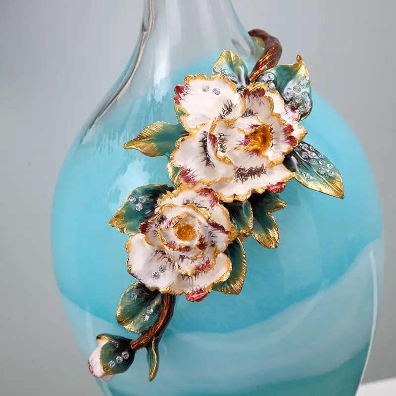 Enamel colored glass vase, living room, bedroom, entrance decoration, feng shui ornament