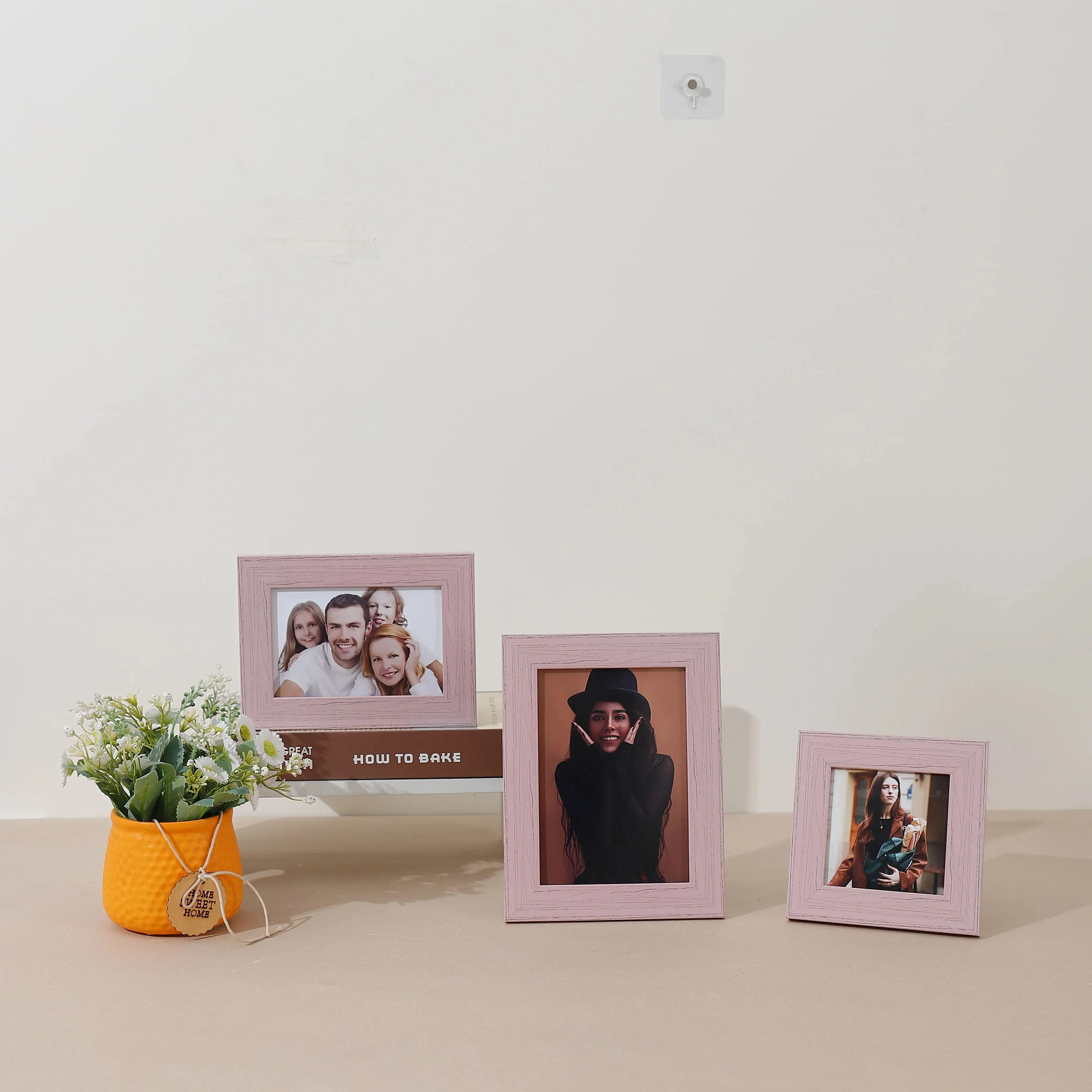 Pink Warm American Style Photo Frame Home Decoration Imitation Wood Grain Art Plastic Photo Frame