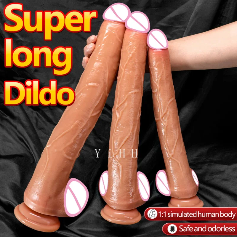 Super Long Dildo Realistic Dildos Flexible Soft Silicone Big Dick With Suction Cup Huge Penis Long Anal Sex Toys For Woman Men