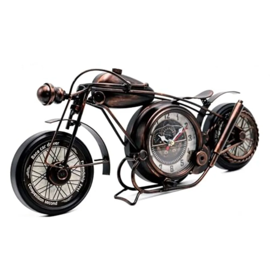 Metal Motorcycle Art Wall Decor with Desk Shelf and Non-Ticking Battery Operated Clock Ideal for Bedroom or Office Decoration 1