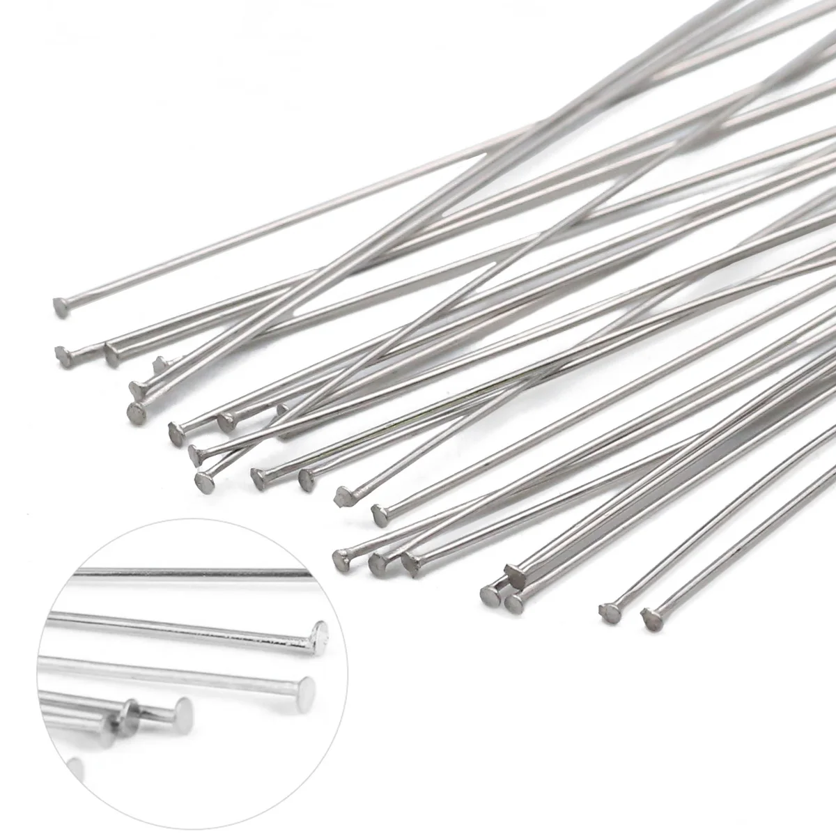 100pcs stainless steel T-shaped needle 20-70mm flat-headed needle for jewelry making DIY handmade pendant parts accessories