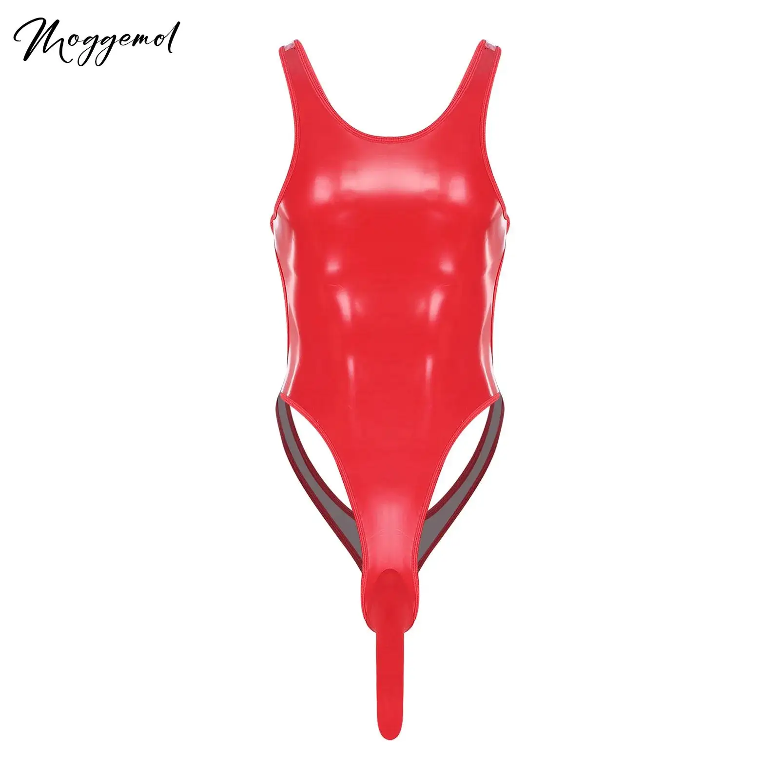 

Мужское сексуальное женское белье, глянцевое боди из искусственной кожи, нижнее белье с круглым вырезом/футляр без рукавов, облегающий купальник, комбинезон для клубной одежды