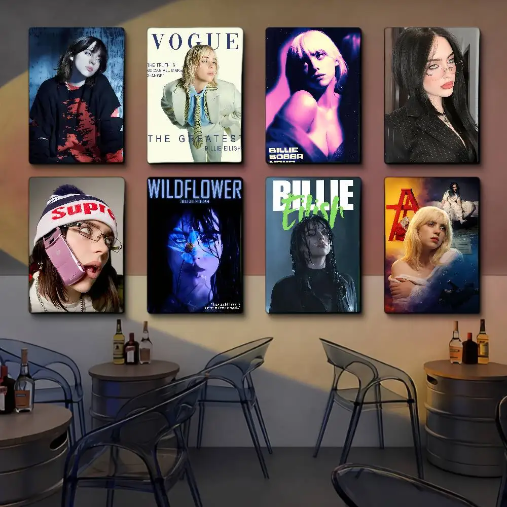 1PC B-Billie Singer E-Eilish Poster Posters Decorative Paintings Study Bedroom Bar Background Wall Murals Gifts