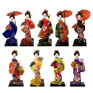 Búp bê dân tộc Nhật Bản Geisha, Tượng nữ điêu khắc châu Á, Doll Kimono để trang trí bàn, chân miễn phí 10 doanh số bán chính của Nhật Bản Gueixa - №4