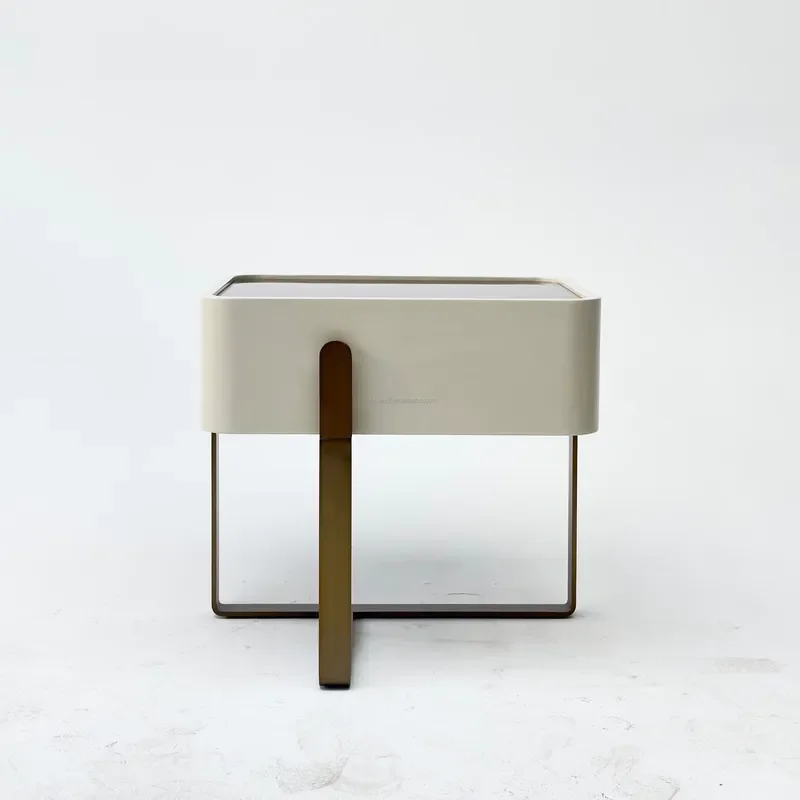 Hot Sale Simple Gray Wooden Bedside Table with 2 Drawers Smart Nightstand for Bedroom Hotel Application Bedroom