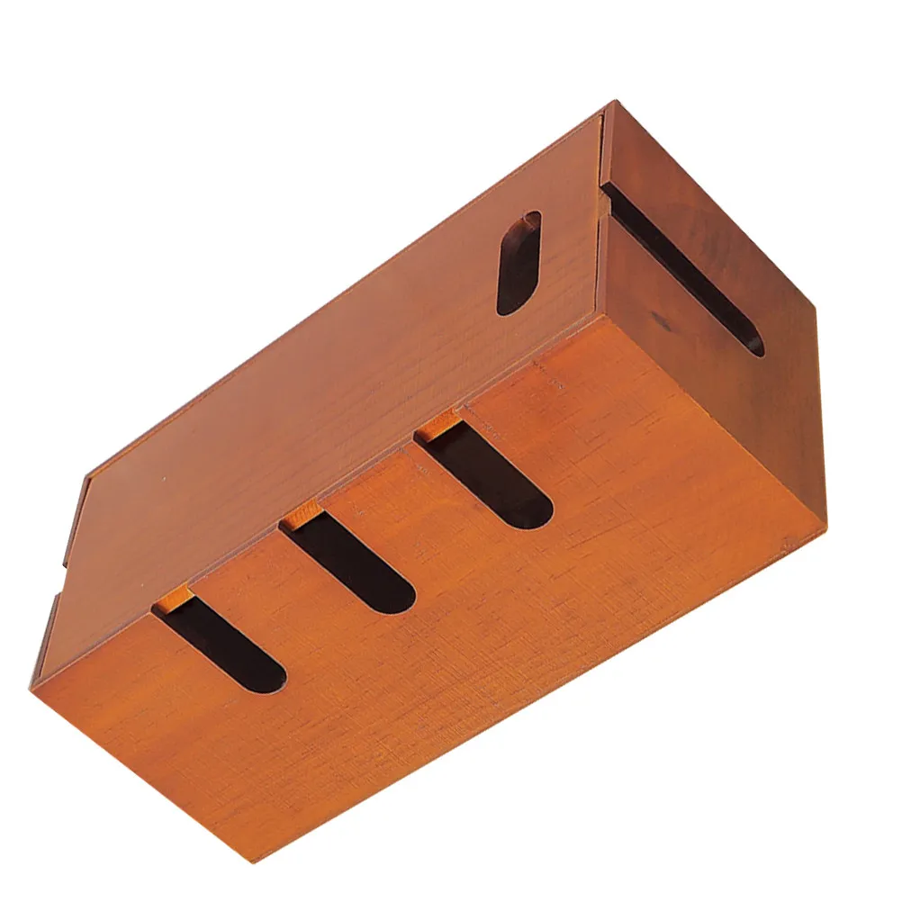 Sturdy Solid Wood Cable Management Box Multi Functional Cord Organizer for Desk Power Strip Socket Charger Router Cable Storage