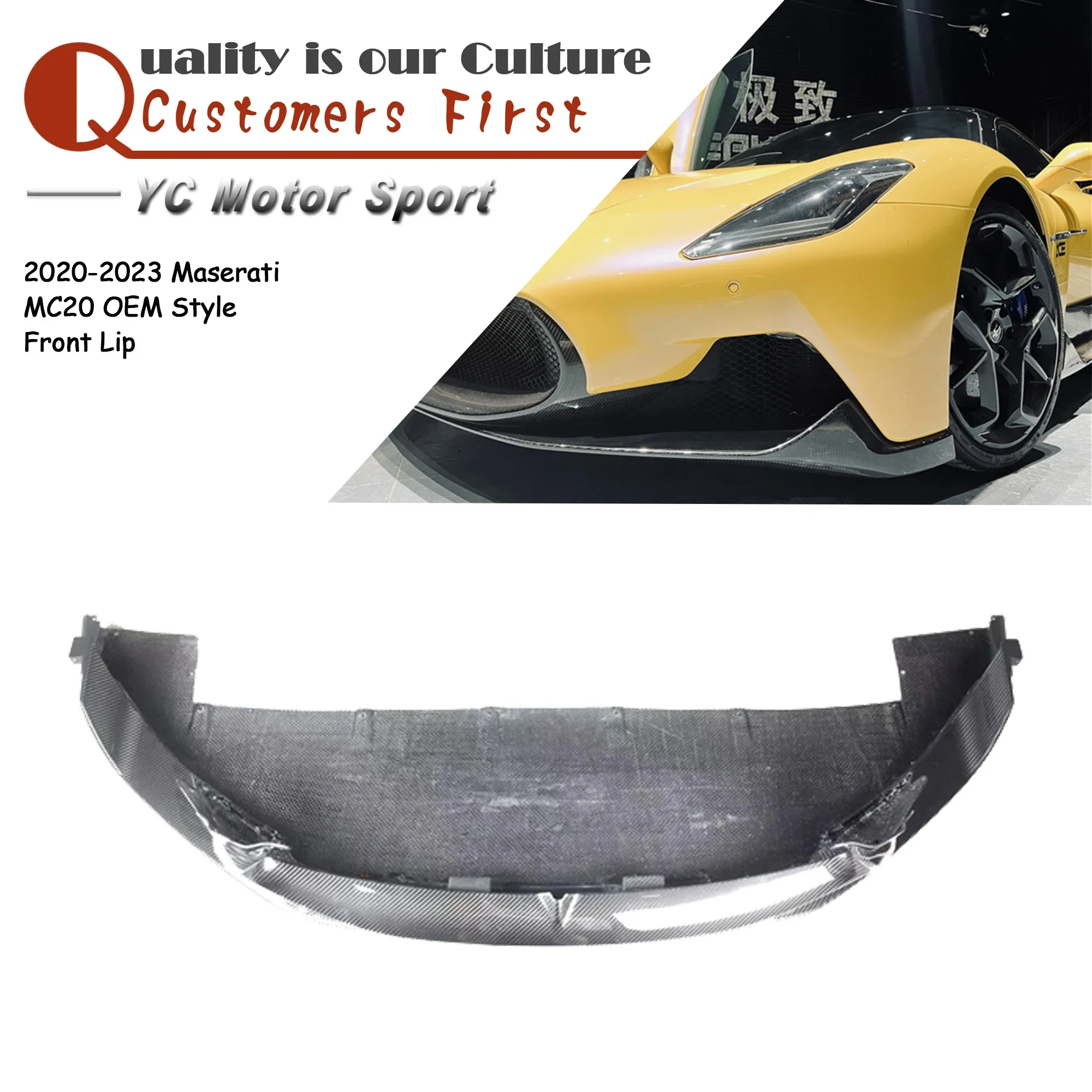 Autozubehör Trockencarbonfaser MC20 Frontlippe OEM-Stil passend für 2020-2023 Maserati MC20 OEM-Stil Frontlippen-Splitter