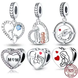 New in 925 Sterling Silver Mother's Day Series Charms Fit 3mm Pan Bracelet Bead DIY Jewelry For Women Hot Sale Mother's Day Gift