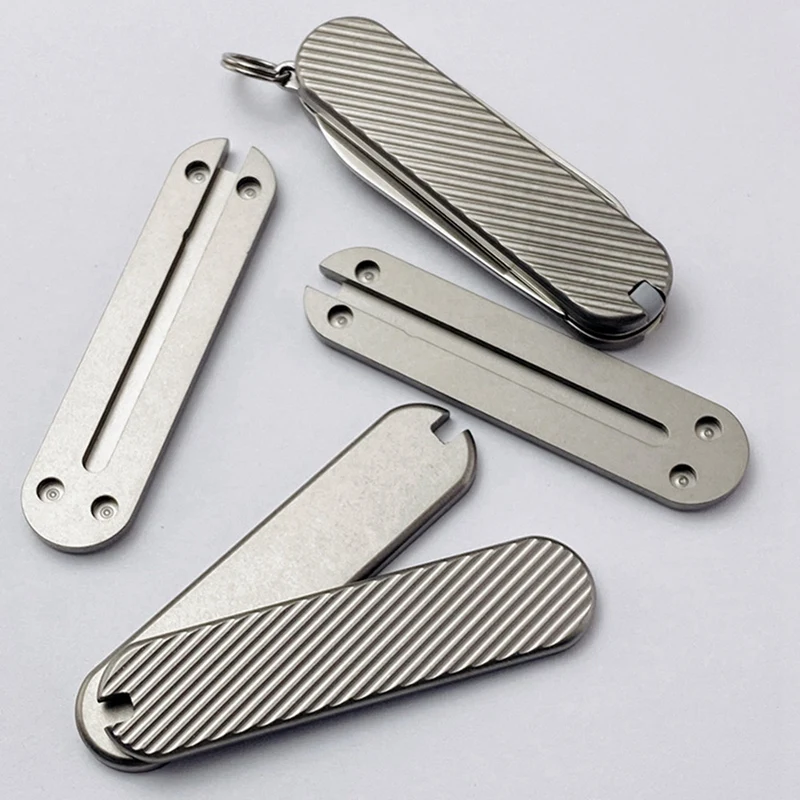 1Pair Titanium Alloy Chip Modified TC4 Handle Patch For DIY Knife Handle Material Making For 58 Mm Swiss Knife