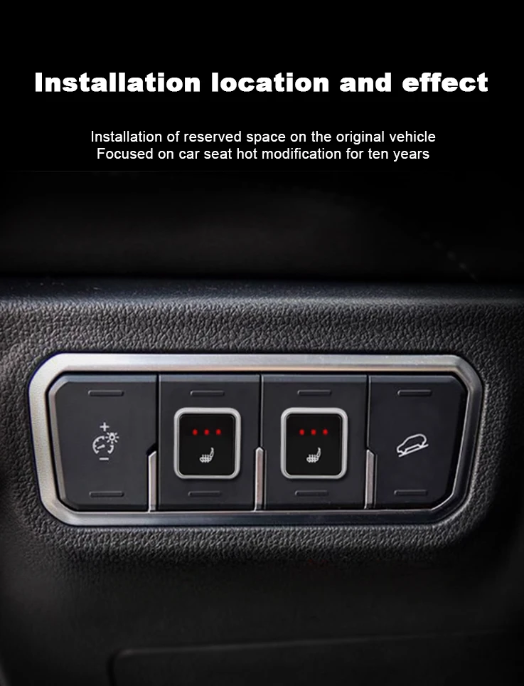 Neues eingebautes Autositzheizungs-Kit für 2 Sitze, 12V, 4 Stück universelle Heizmatten aus Legierungsdraht, 3 Stufen, Dual-Control-Heizschalter – Detail 8