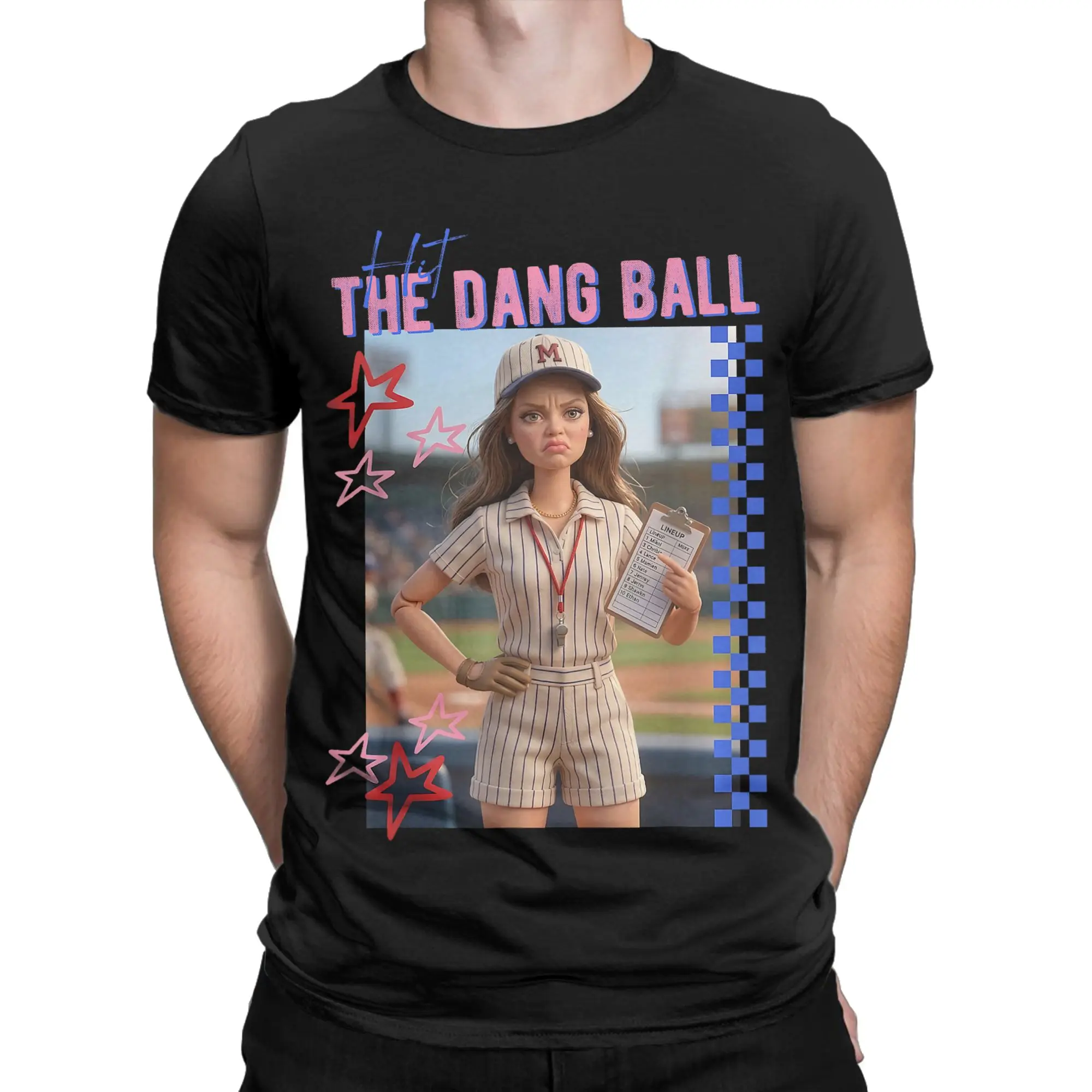 Hit The Dang Ball Baseball Mom Mama Game Day Meme T Shirt Summer  T Shirts Cotton Tee Shirt For Couple Short-Sleeve Clothing