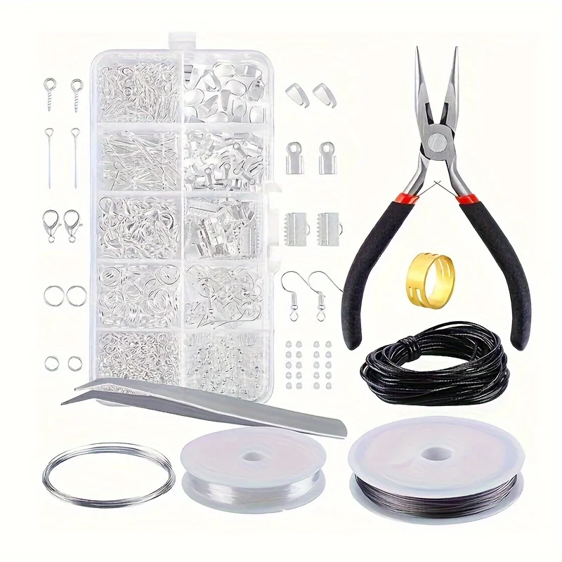 900pcs Jewelry Making Beginner Kit Earrings Necklace DIY Bead Pliers Tool Set Jewelry Repair Tool Set Suitable for Beginners