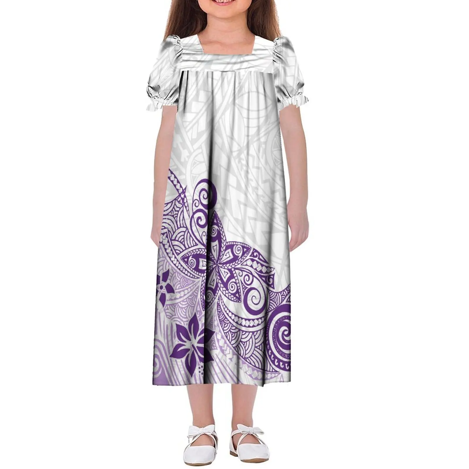 

Micronesian Children'S Dress Tailored For Girls Mumu Polynesian Girls Dress Loose Casual Maxi Fiji Samoa Hawaiian Tribal Dress