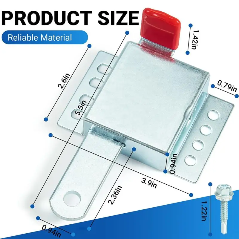 A42T-Steel Garage Door Locking Slide Latch, Heavy Duty Garage Door Lock Essential Garage Door Lock Kit For Most Garage Doors view 6