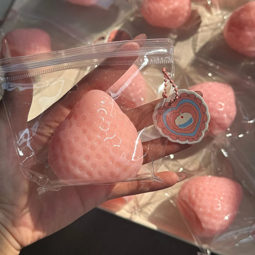 

Милая игрушка для сжимания клубники, медленный отскок, Kawaii Squishies, игрушка из ПВХ, многоразовая игрушка для сжимания клубники для снятия стресса