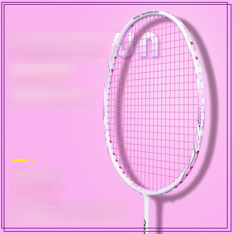 pure-carbon-fiber-8u-badminton-racket-women's-ultra-light-integrated-single-racket-g5-handle-medium-shaft-stiffness