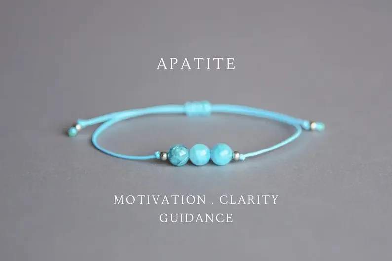 Blue Apatite Hand Jewelry for Women Healing Crystal Inspirational Bracelet for Men Boyfriend Gift