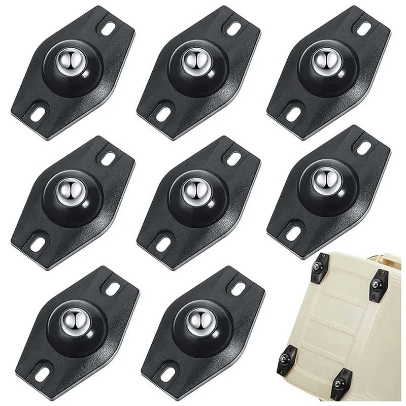 Mini ruedas giratorias autoadhesivas, polea adhesiva de rotación de 360 grados con rodamientos de bolas, color negro, 16 unidades