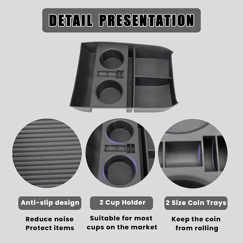 For 2019-2023 2024 Hyundai Palisade Lower Center Console Organizer Cup Holder Insert 2024 Accessories Storage Tray Drink Holders