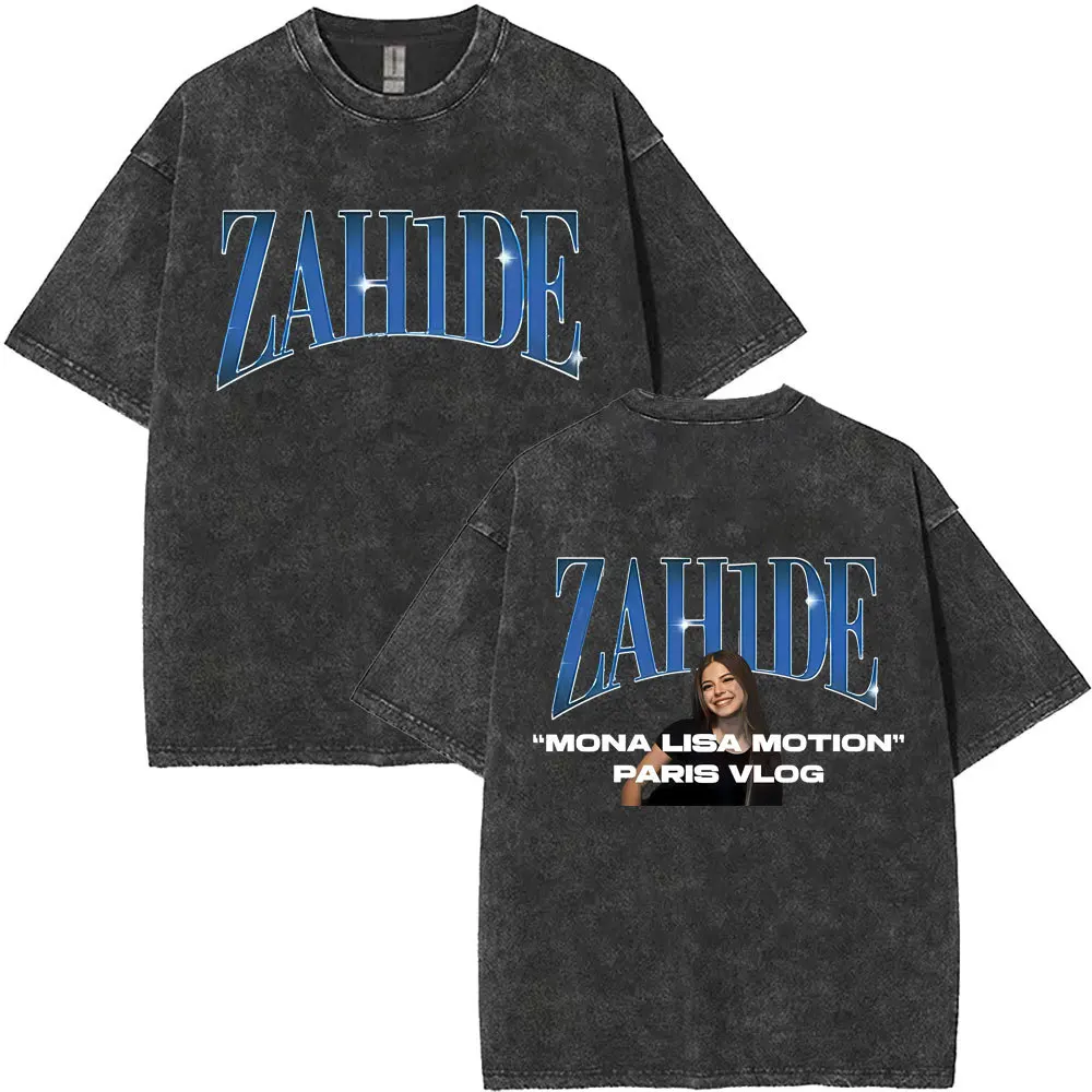 Zahide Merch Graphic T-shirt Vintage Washed Oversized T Shirt Men Women Clothing Cotton Short Sleeve Tees Streetwear Y2K Clothes