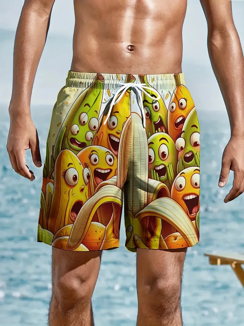 New Funny Fruit Banana Graphic Beach Shorts Men 3d Print  Short Pants Women Outdoor Sports Surf Board Swim Trunks Quick Drying