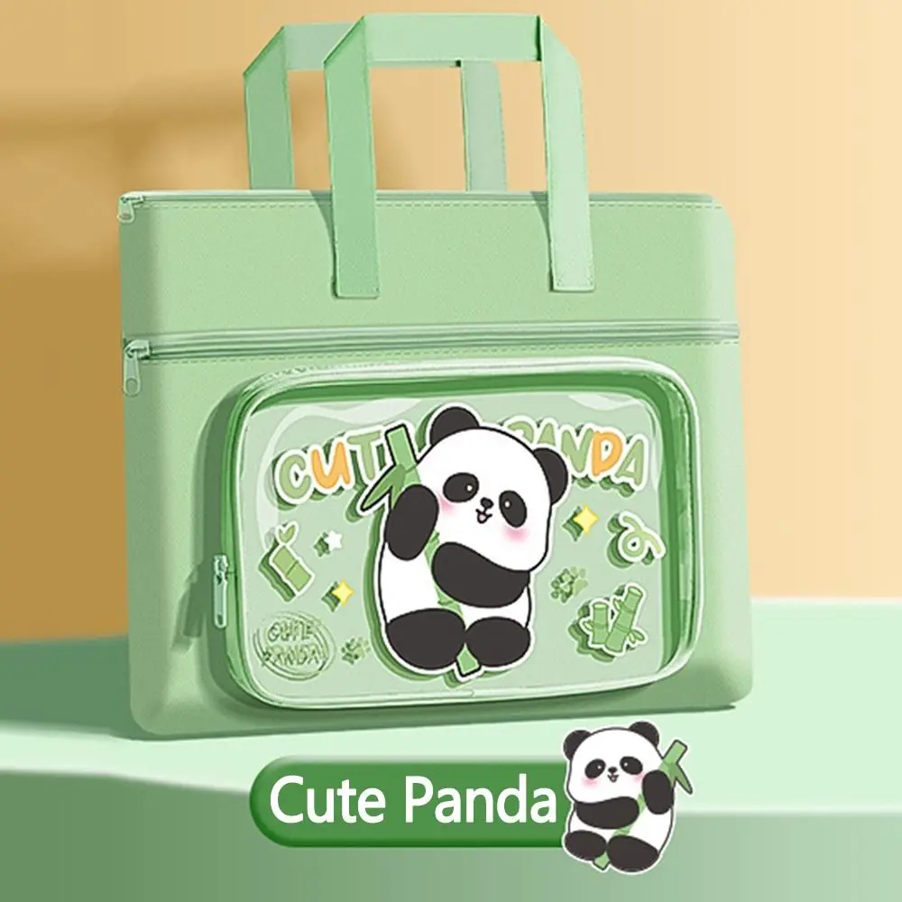 Kawaii كابيبارا حمل حقيبة مدرسية يده قماش كابيبارا حقيبة تعليمية مع مقبض لطيف الباندا متعدد الطبقات منظم الملفات