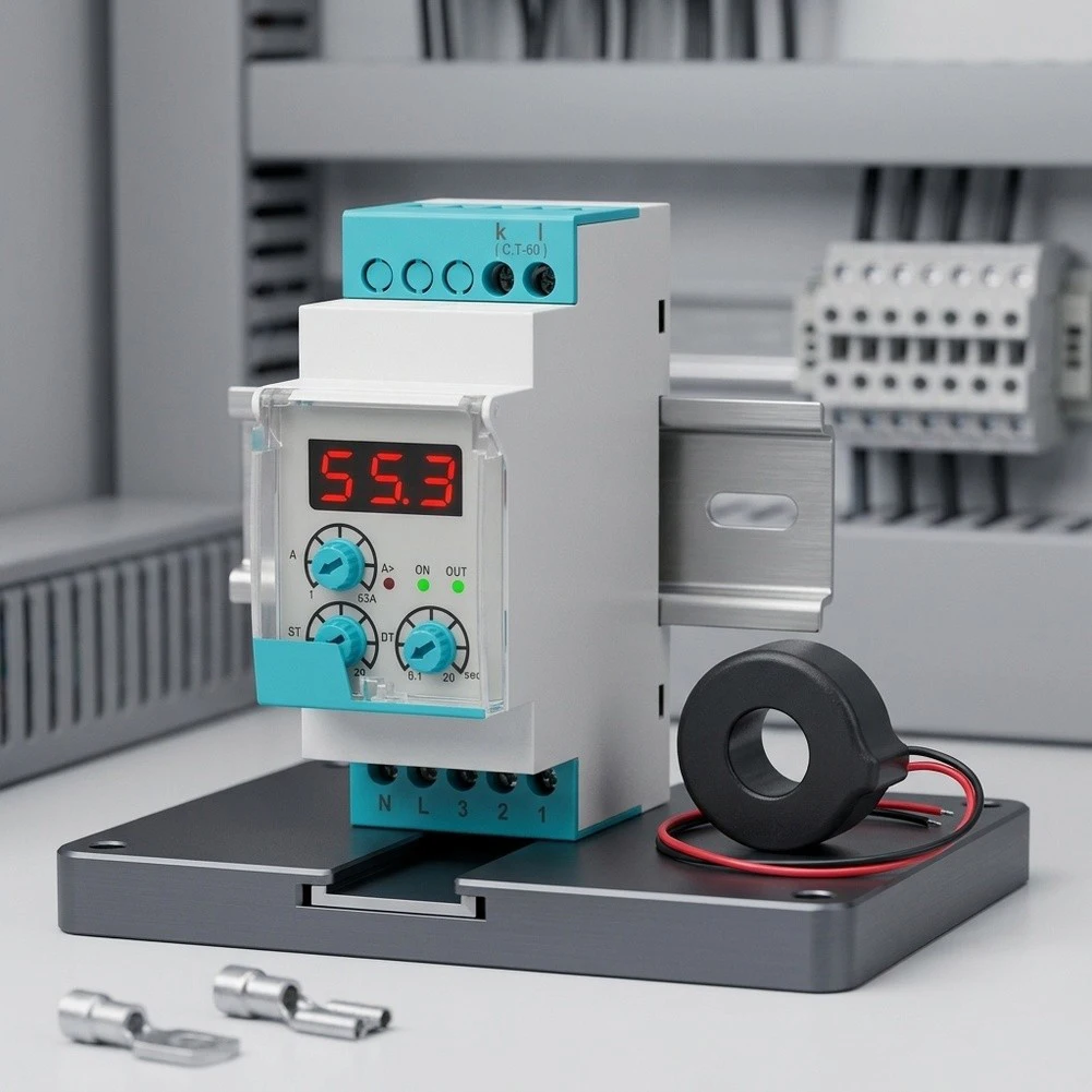 Digital Self-resetting Overcurrent Protection Relay DAKR-60D-V2 3 Knob Adjustable 1-63A For Water Pump Motor 150-260V Auto
