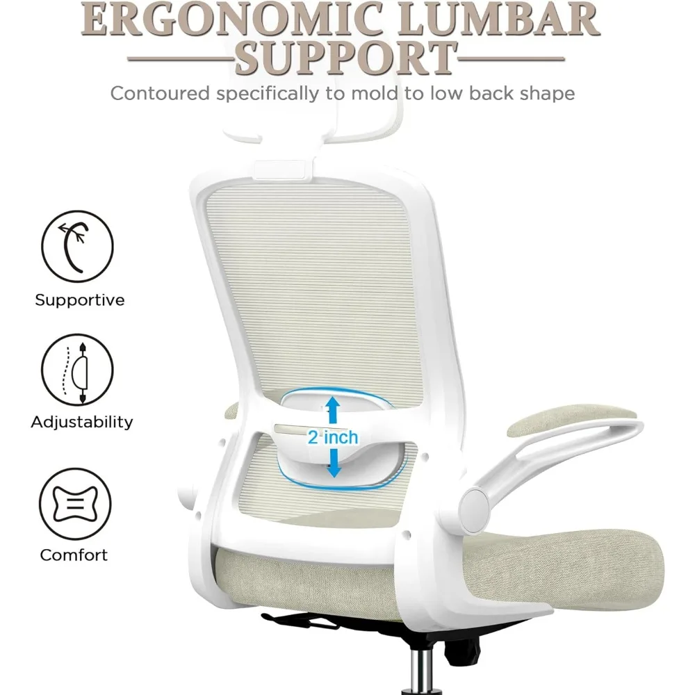 كرسي مكتب Mimoglad، كرسي مكتب مريح عالي الظهر مع دعم قطني قابل للتعديل ومسند للرأس، كرسي مهام دوار مع قلاب #3