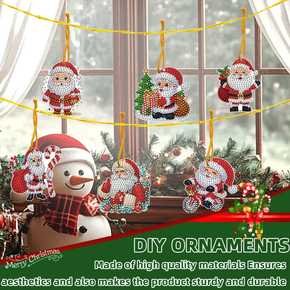 

12Pcs Xmas Theme 2D Flat DIY Diamond Christmas Tree Pendant Wall Door Decoration