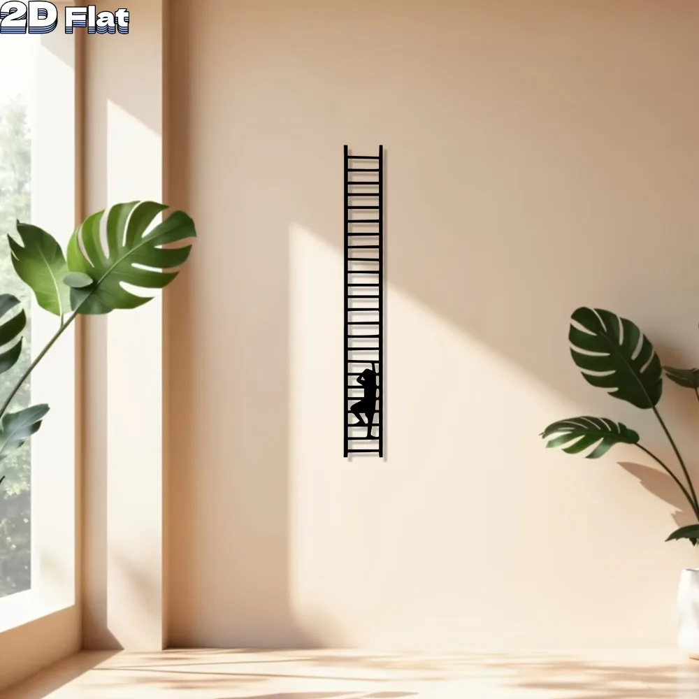 CIFBUY 2D Iron Ladder Metal Wall Art Silhouette Sculpture Mural Plaque For Modern Minimalist Home Living Room Bedroom Office