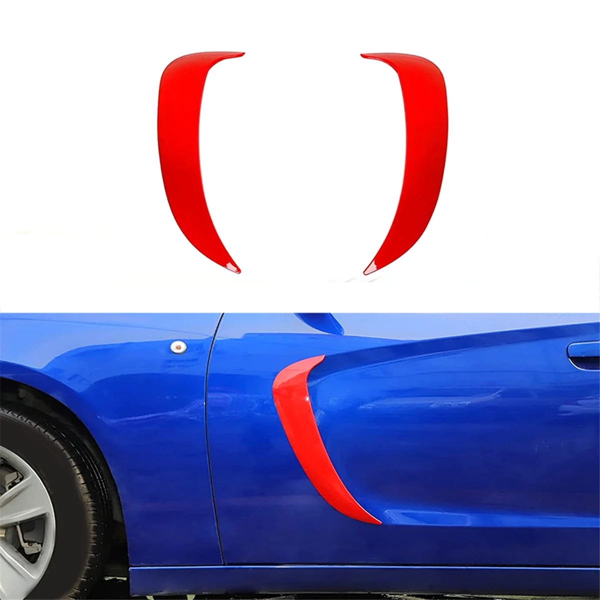 Red Front Door Side Mudguard Shovel Fin Vents for Dodge Charger 2015-2021