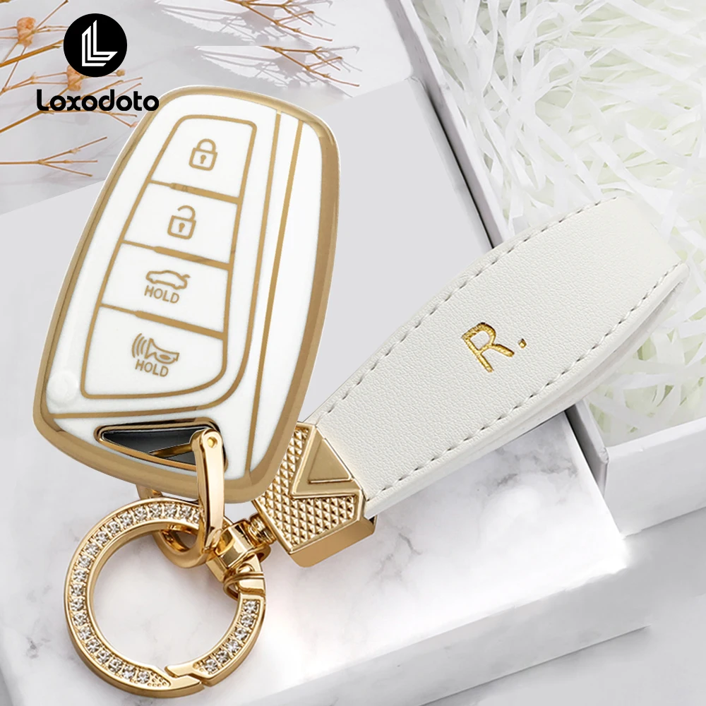 TPU Car Key Case Holder for Hyundai Genesis Grandeur HG Santa Fe 3DM IX45 Equus Azera 3/4 Buttons Protector Car Accessories