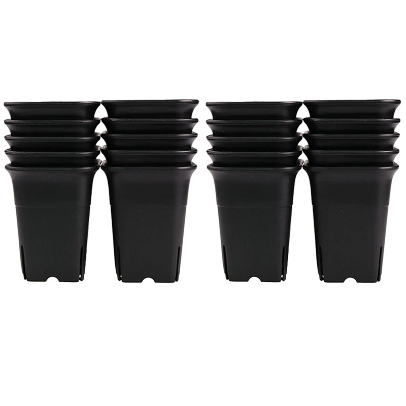 

24PCS-Pack Black Square Plastic Succulent Plant Pot For Plant Flowers Cactus, Etc., Black Nursery Flower Pot