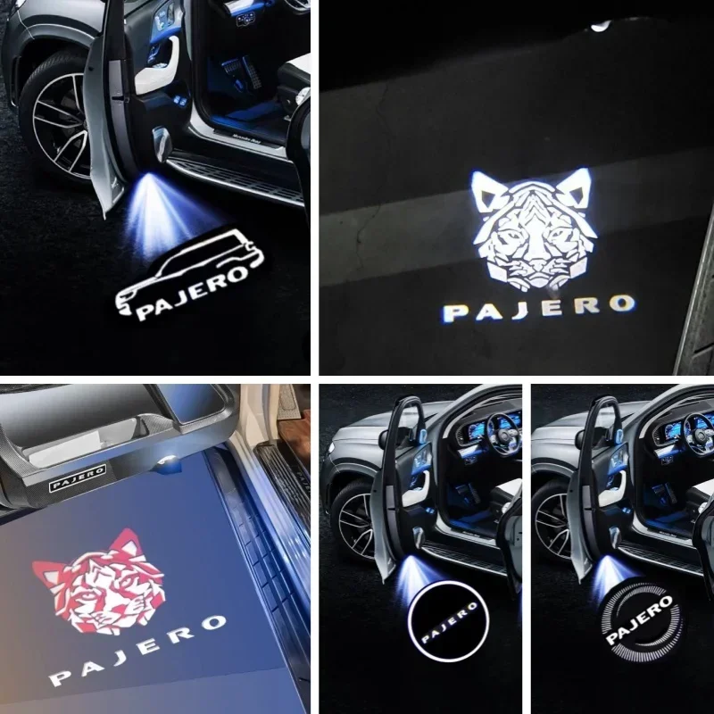 

2X LED Car Door Badge Light Projector Ghost Shadow Lamps For Mitsubishi Pajero 2006-2018 2019 2020 Projector LogoLamps Car Goods