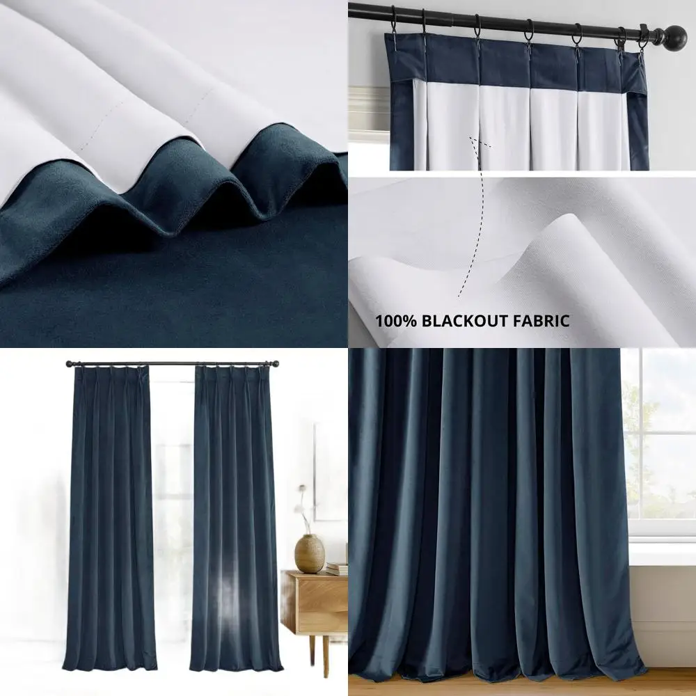 

Midnight Blue 25x108 Signature Pleated Blackout Curtain Panel for Living Room & Bedroom