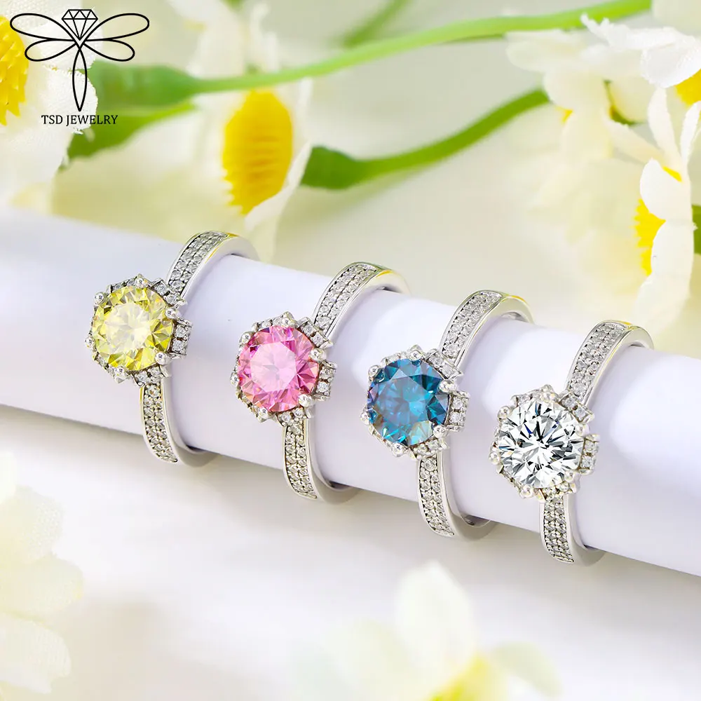 

100% Original 1ct 925 Sterling Silver Engagement Rings D Color Round Moissanite Solitaire Diamond Ring Women Fine Jewelry