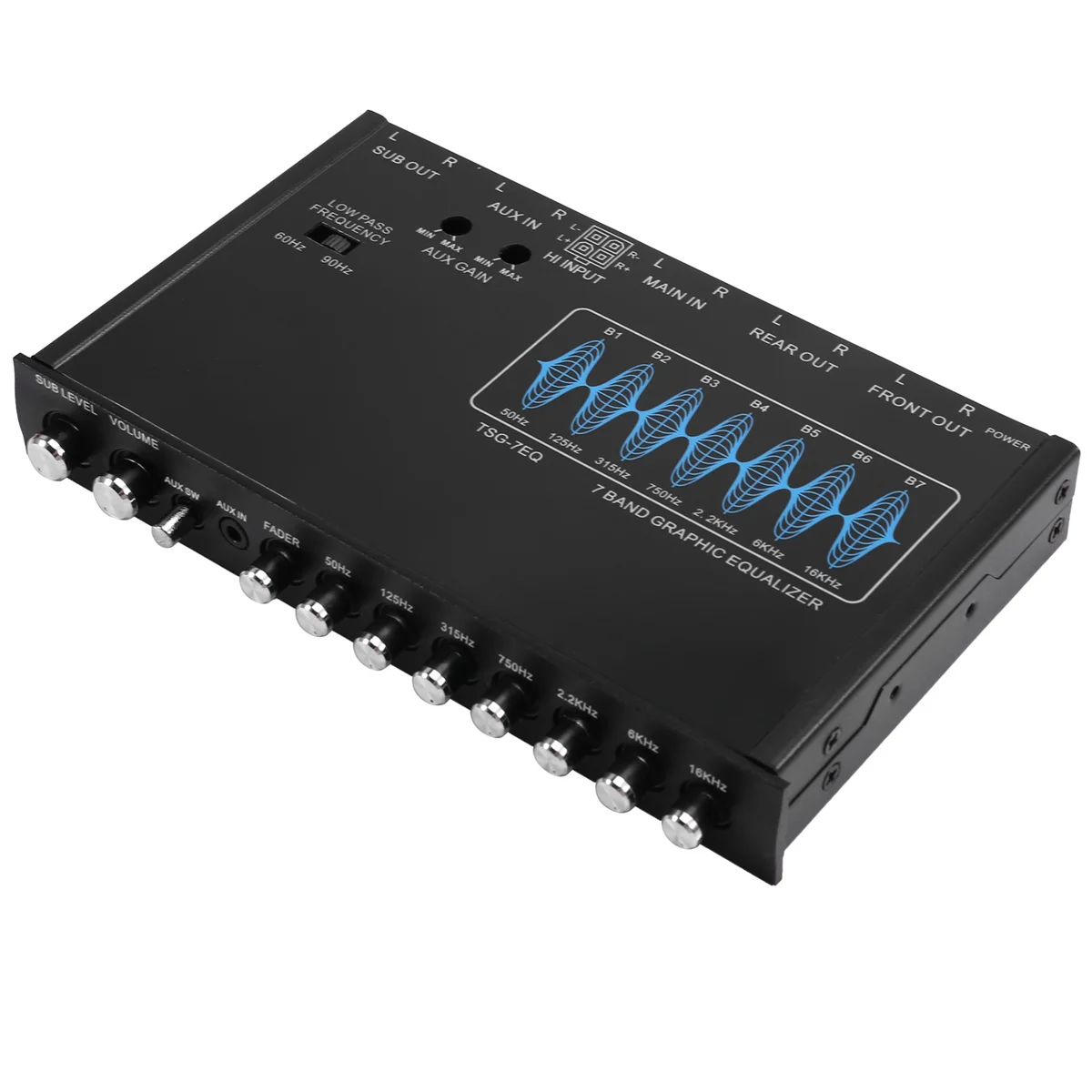

B18B 7 Band Car Equalizer Audio EQ Tuning Crossover Amplifier Parametric Car Preamplifier Audio Equalizer +-12dB