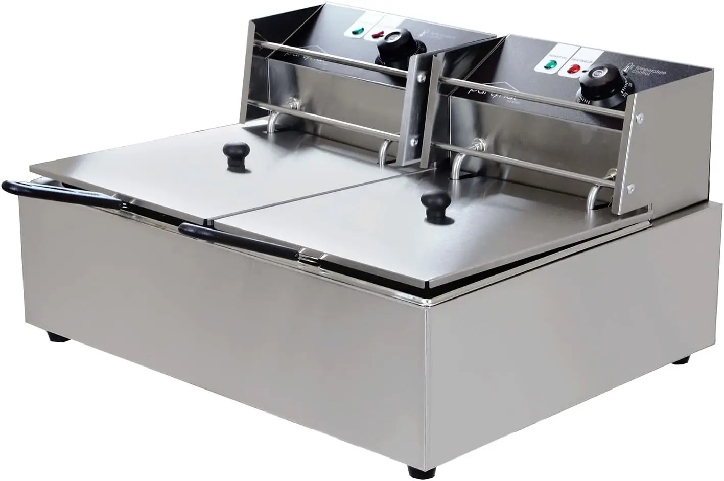 Quart Dual-tank Commercial Deep Fryer Machine, Double Basins Large Capacity Stainless Steel Countertop Fryer, 110v