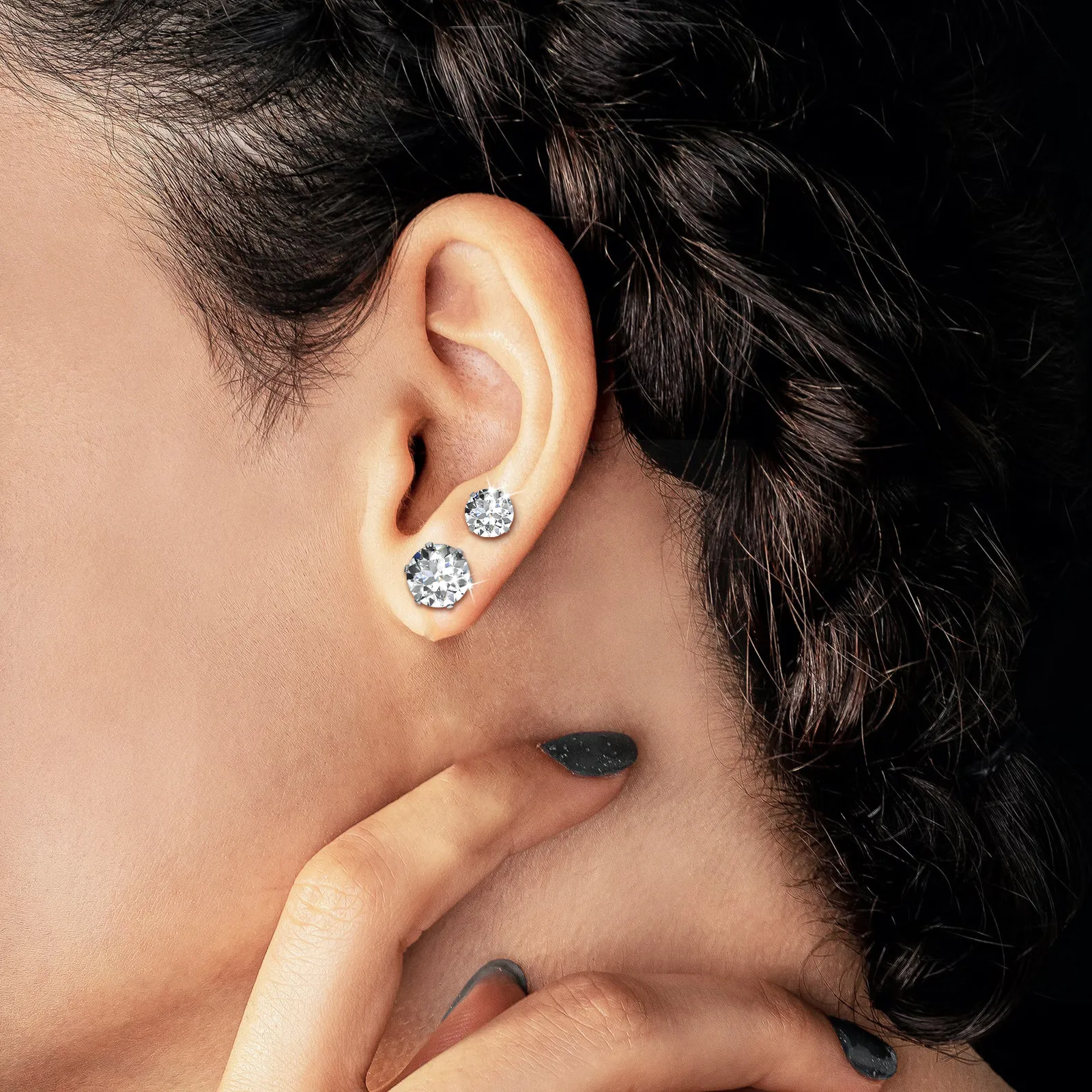 Cubic Zirconia Princess Stud Earrings for Women – 12 Pairs Stainless Steel Hypoallergenic