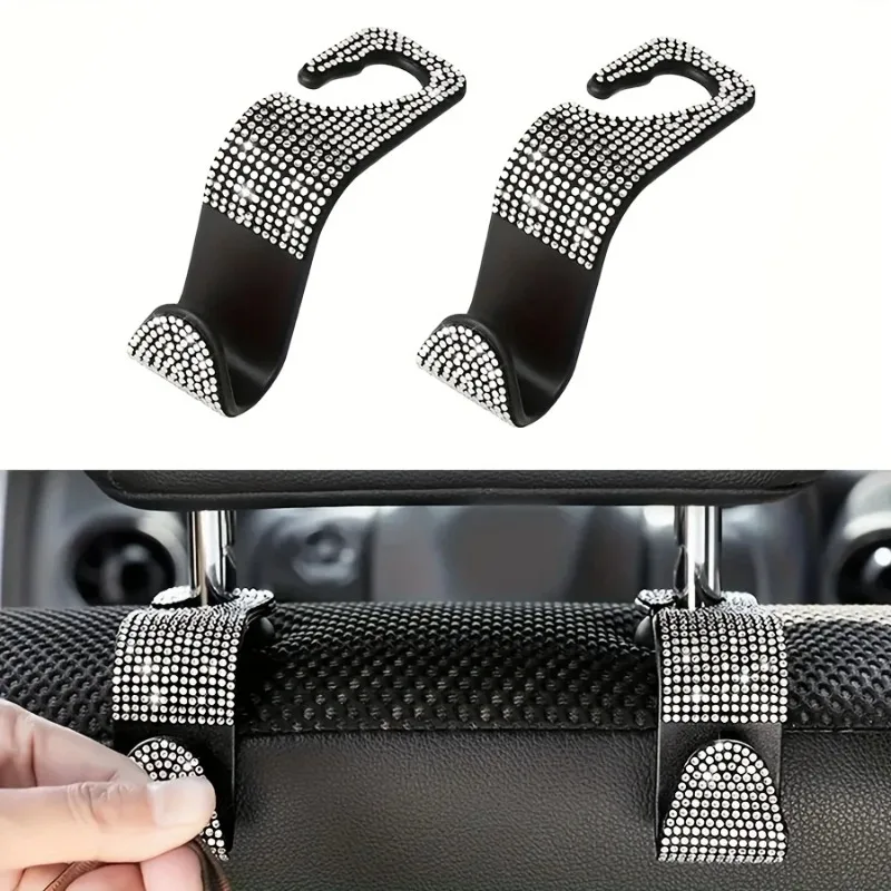 Two car seat back hooks, car storage hooks, car headrest installation storage brackets, diamond car hangers, girl