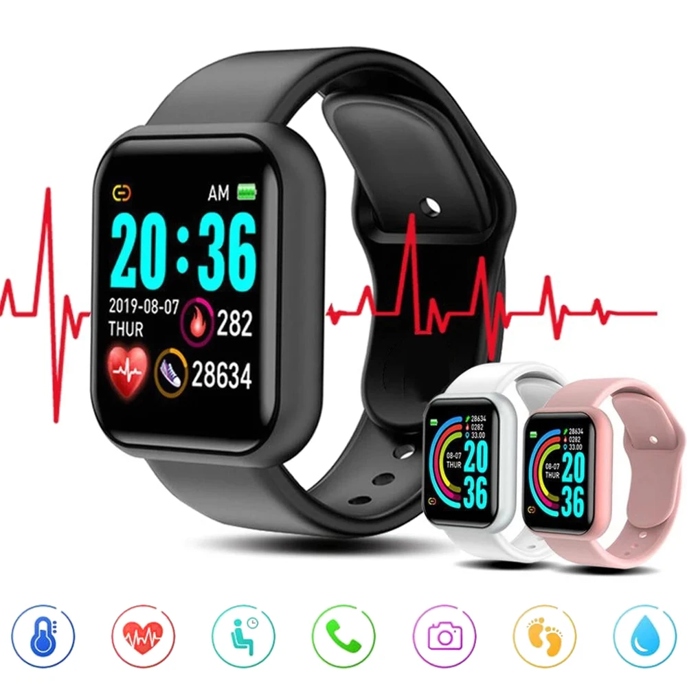 Digital Watch Men Women Smartwatch Heart Rate Step Calorie Fitness Tracking  Kids Smart Watches For Apple Android Phone Y68 Pro