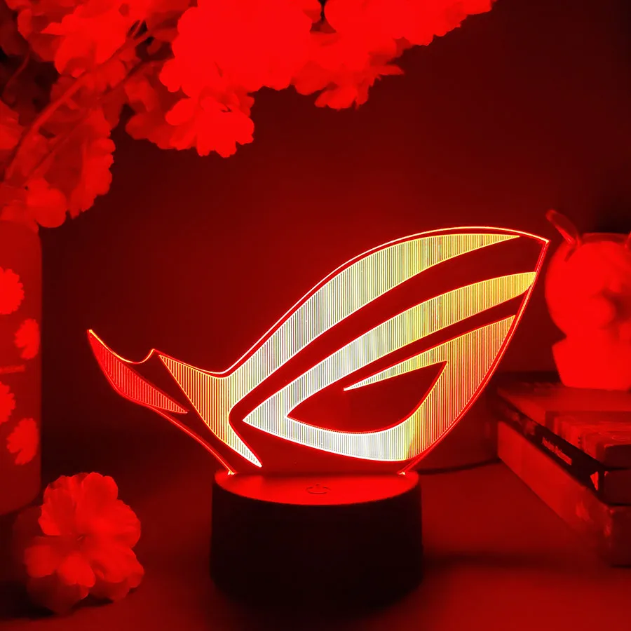 ROG-Lampe LED 3D Cool Gaming Logo Lamp, Luminaire Décoratif d\'Nik, Idéal pour une Salle de Jeu ou une Chambre à Coucher